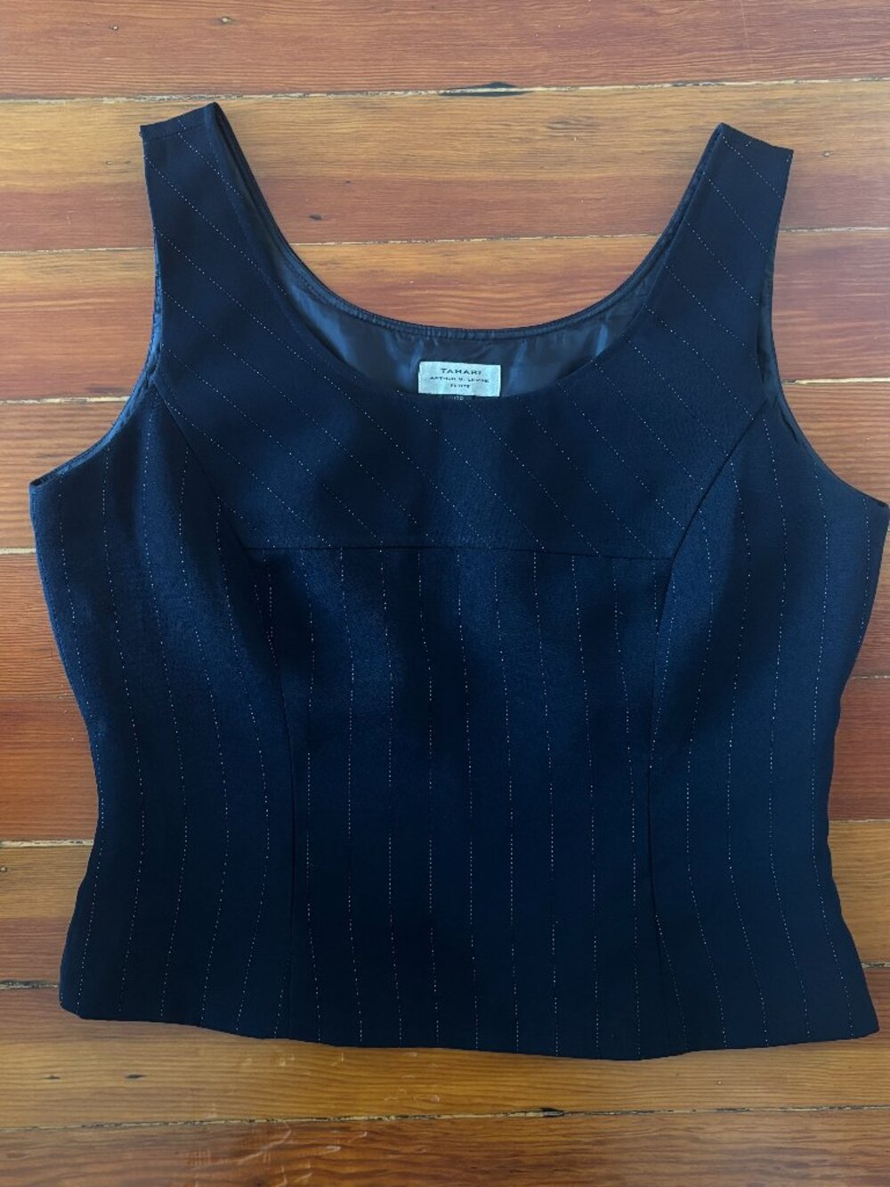 Tahari Designer Vintage Pinstripe Fitted Tank